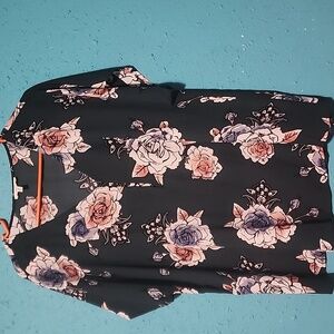Floral Top with Black and Pink Accents
